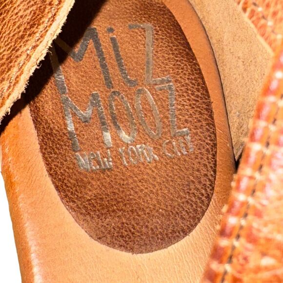 Miz Mooz Corra Sandals Women's 9.5 Tan Leather Zipper Buckle Open Toe Floral - Picture 6 of 11